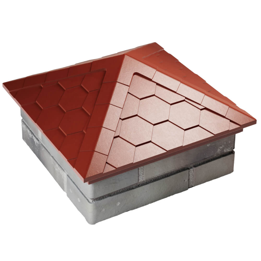 Колпак Zking Эверест Красный на столб 1.5х1.5 кирпича (390х390мм) в Миассе фото