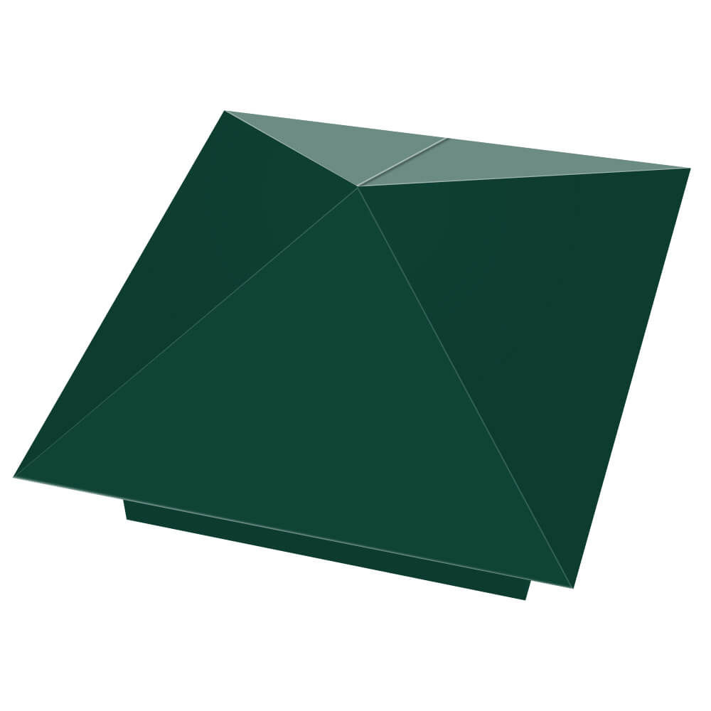 Колпак металлический 390х390мм RAL6005 Зеленый Мох заборный Миасс фото