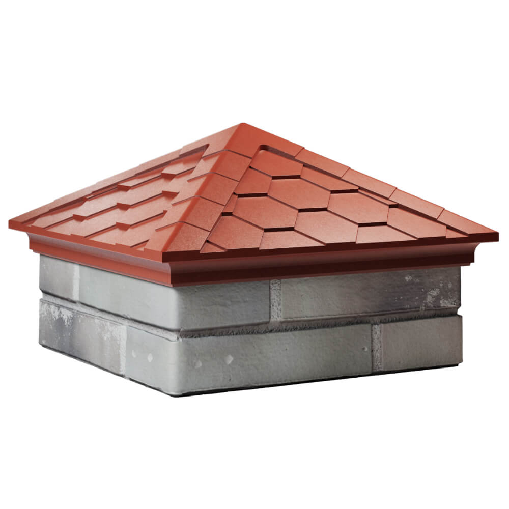 Колпак Zking Эверест Красный на столб 1.5х1.5 кирпича (390х390мм) в Миассе фото