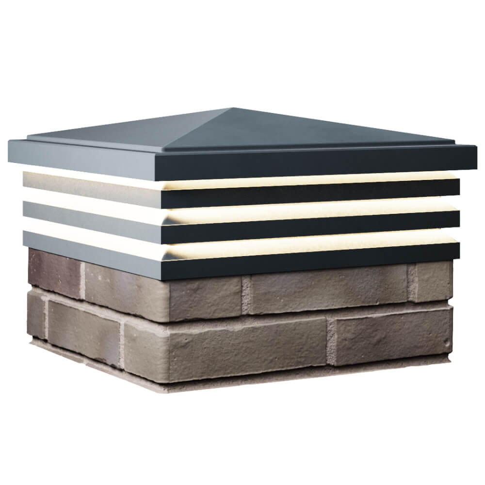 Колпак Zking Бона ХайТек Серый на столб 1.5х1.5 кирпича (385х385мм) с подсветкой в Миассе фото