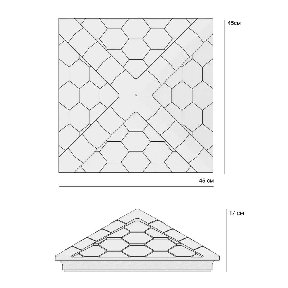 Колпак Zking Эверест Серый на столб 1.5х1.5 кирпича (390х390мм) в Миассе фото