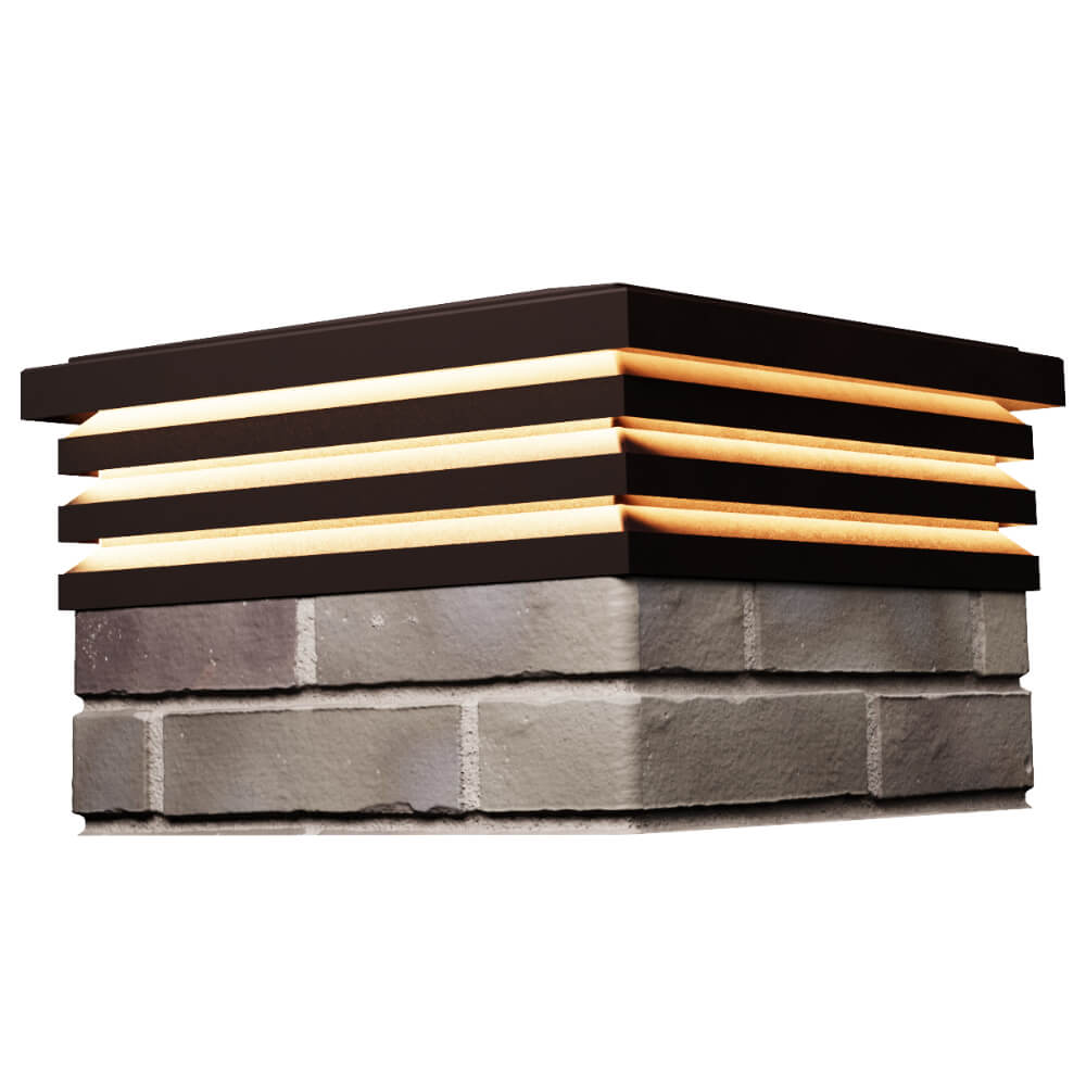 Колпак Zking Бона ХайТек Коричневый на столб 1.5х1.5 кирпича (385х385мм) с подсветкой в Миассе фото