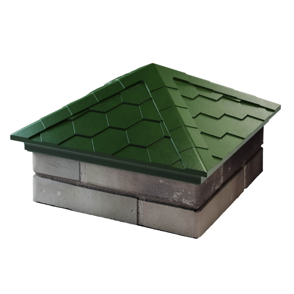 Колпак Zking Эверест Зеленый на столб 1.5х1.5 кирпича (390х390мм) в Миассе фото