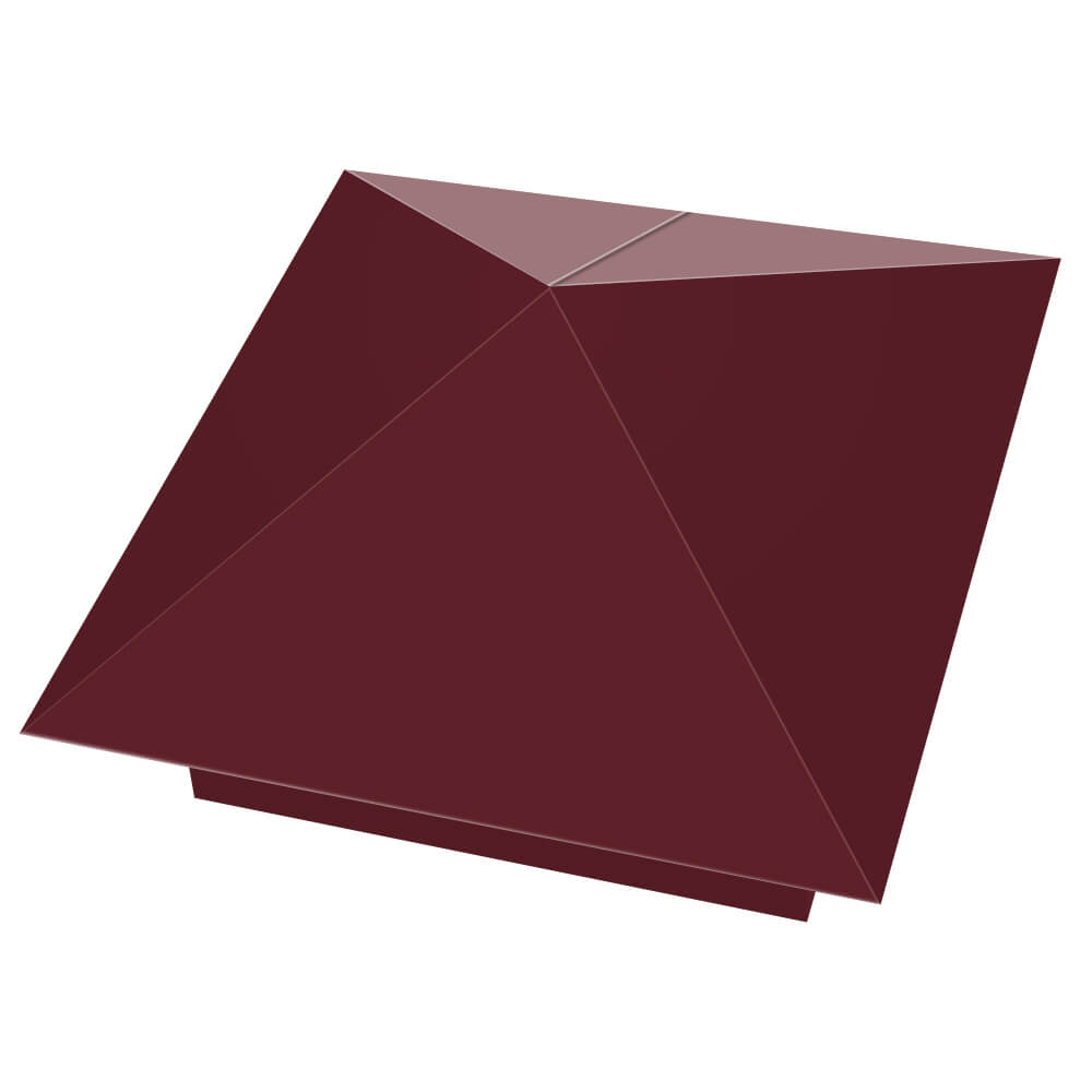 Колпак металлический 390х390мм RAL3005 Красное Вино заборный Миасс фото