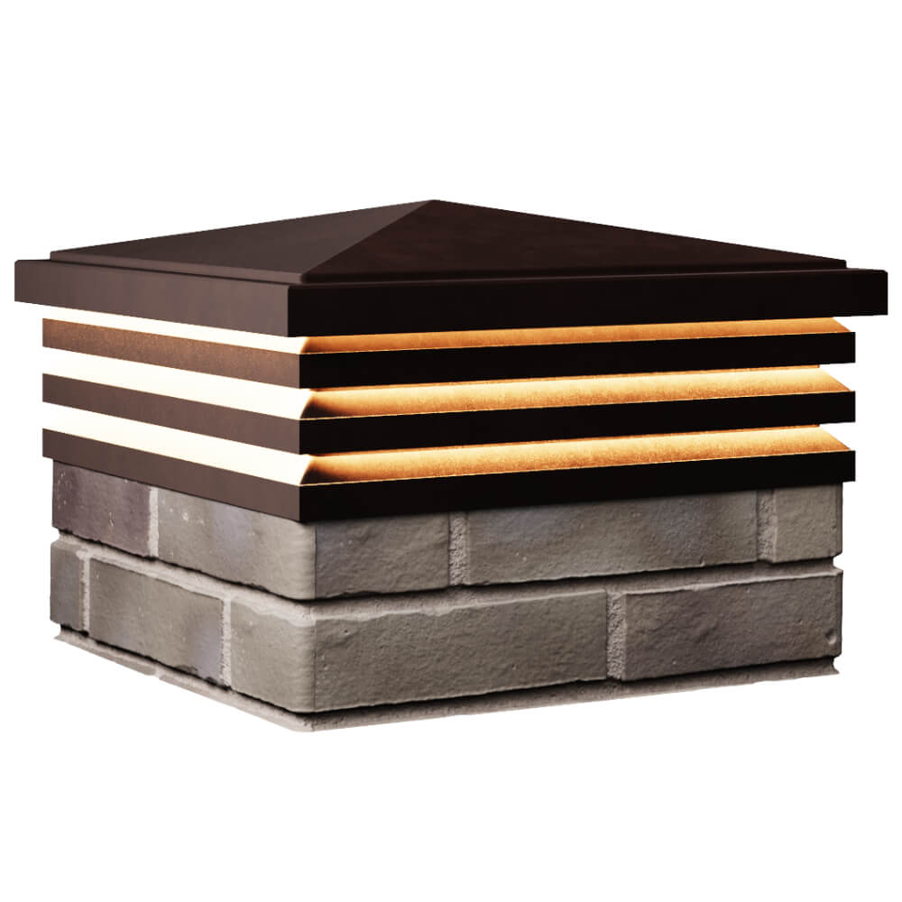 Колпак Zking Бона ХайТек Коричневый на столб 1.5х1.5 кирпича (385х385мм) с подсветкой в Миассе фото