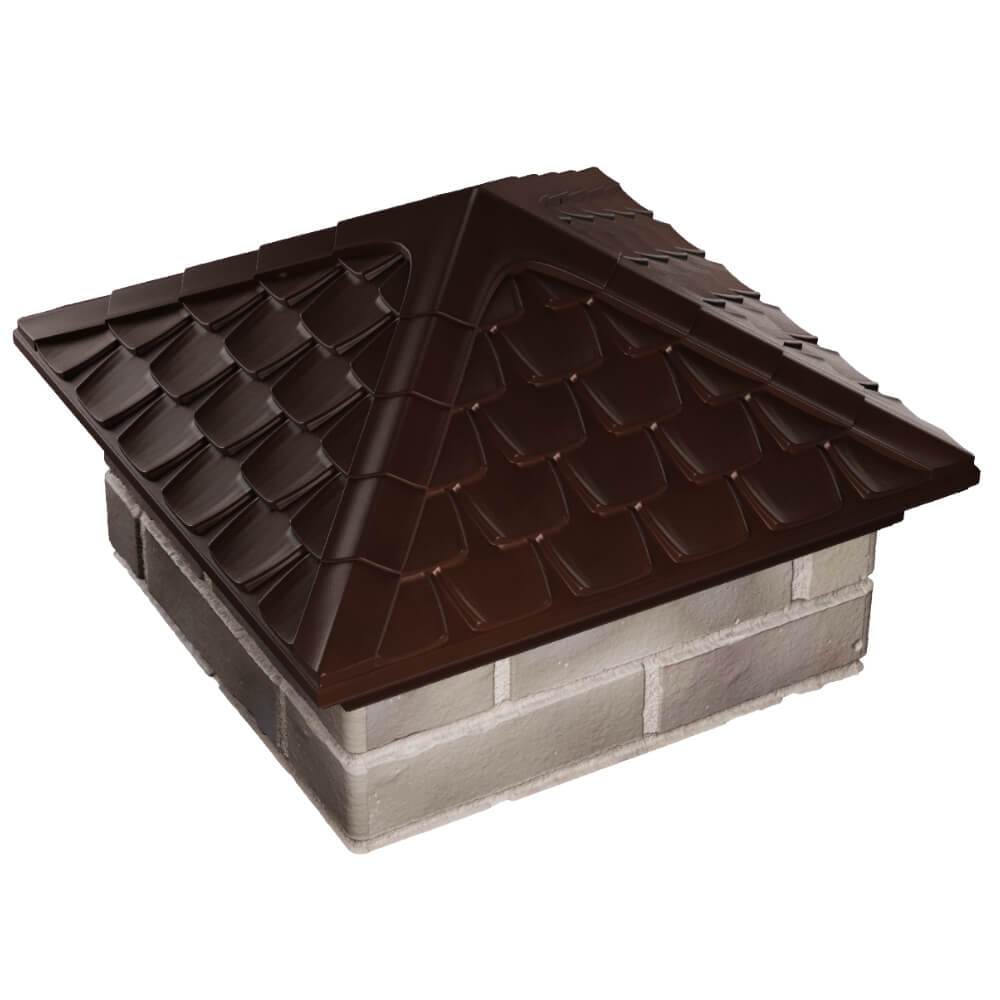 Колпак Zking Эльбрус Коричневый на столб 1.5х1.5 кирпича (385х385мм) в Миассе фото