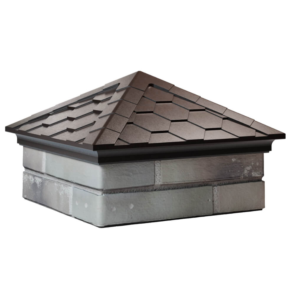 Колпак Zking Эверест Коричневый на столб 1.5х1.5 кирпича (390х390мм) в Миассе фото