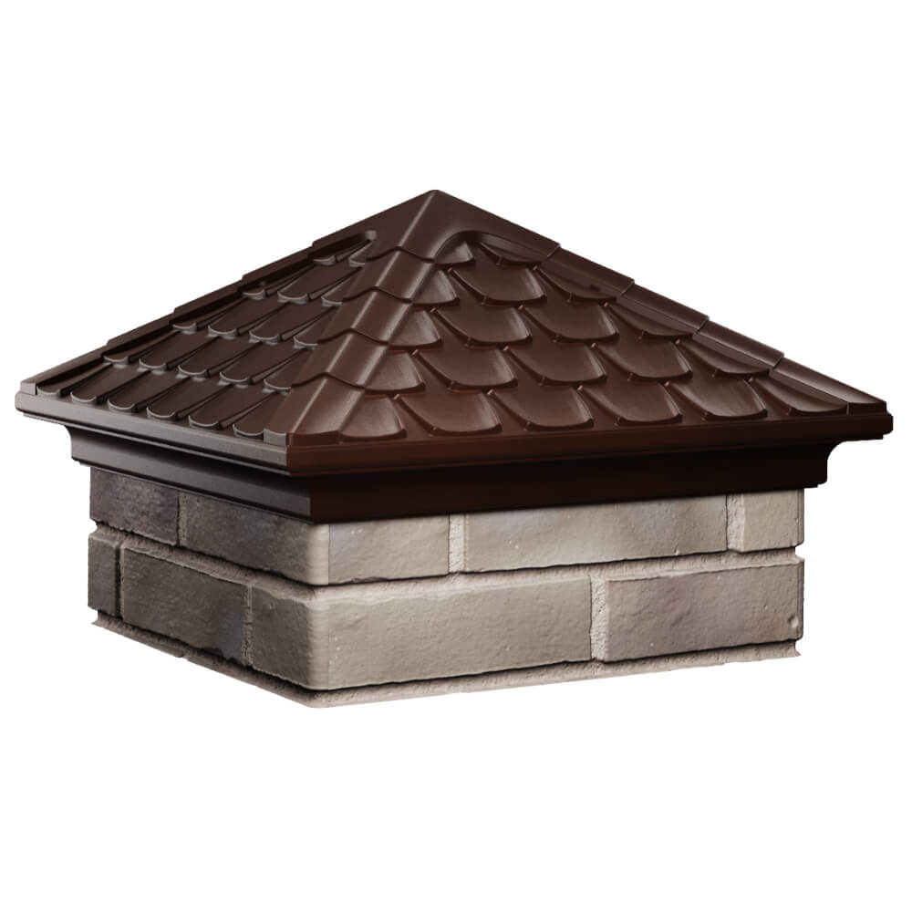 Колпак Zking Эльбрус Коричневый на столб 1.5х1.5 кирпича (385х385мм) в Миассе фото