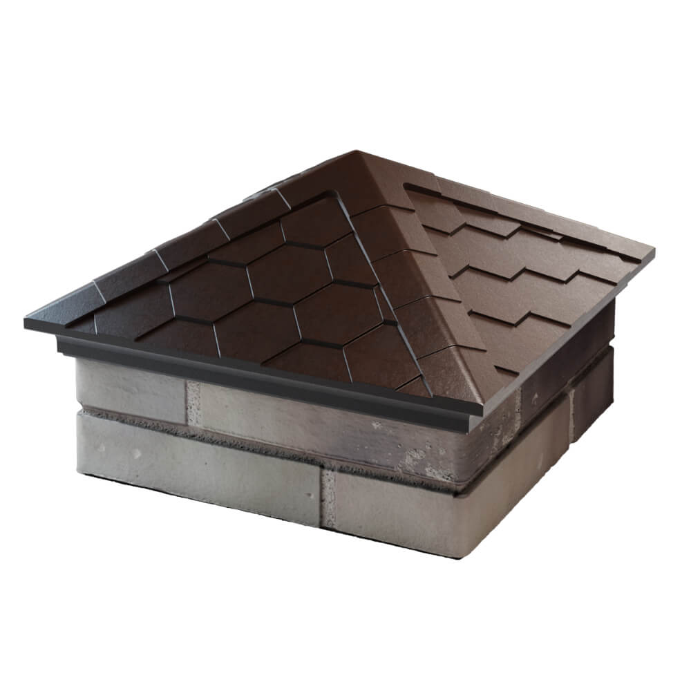 Колпак Zking Эверест Коричневый на столб 1.5х1.5 кирпича (390х390мм) в Миассе фото